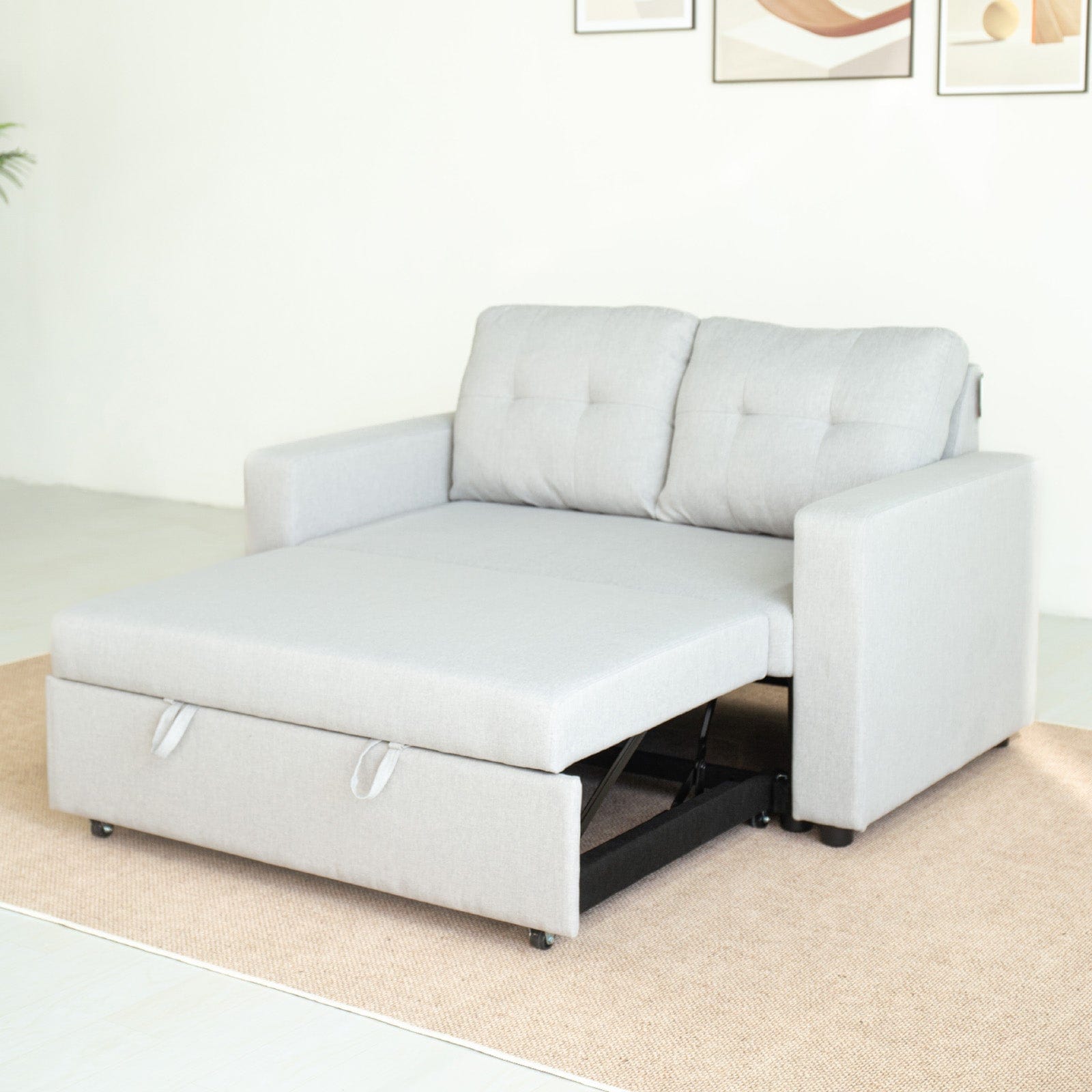 Upholstered Foldable Sofa Bed Pullout Sofa Convertible Sleeper Chair With Arms