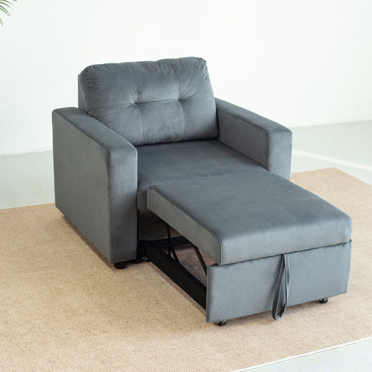 Upholstered Foldable Sofa Bed Pullout Sofa Convertible Sleeper Chair With Arms