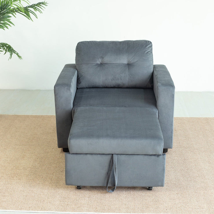 Upholstered Foldable Sofa Bed Pullout Sofa Convertible Sleeper Chair With Arms