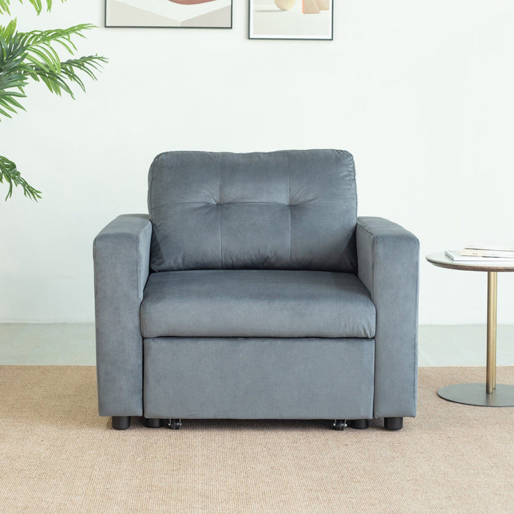 Upholstered Foldable Sofa Bed Pullout Sofa Convertible Sleeper Chair With Arms