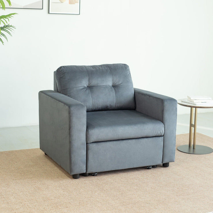 Upholstered Foldable Sofa Bed Pullout Sofa Convertible Sleeper Chair With Arms