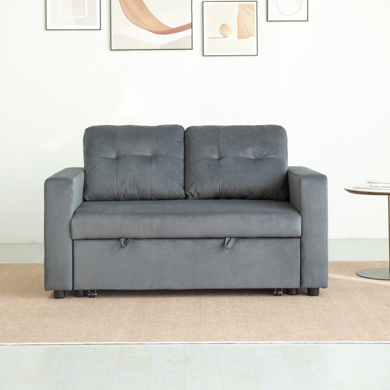 Upholstered Foldable Sofa Bed Pullout Sofa Convertible Sleeper Chair With Arms