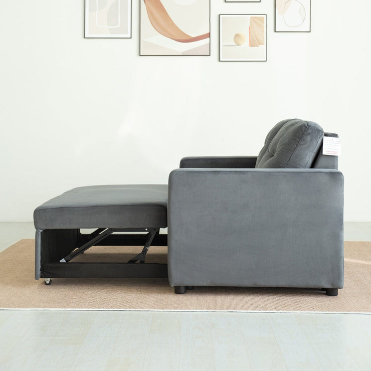 Upholstered Foldable Sofa Bed Pullout Sofa Convertible Sleeper Chair With Arms