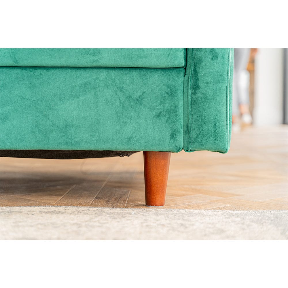 Destin Reversible Green Velvet Corner Sofa With Storage Chaise and Ott