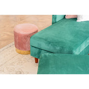 Tolg Cúinne Velvet Glas Inchúlaithe Destin Le Chaise Stórála agus Binse Ottoman