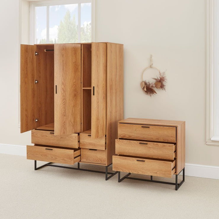 Belluno Industrial Style 2 Piece Bedroom Set With Wardrobe And Chest