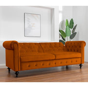 Toronto 3 Seater Chesterfield Style Velvet Sofa Bed In Orange