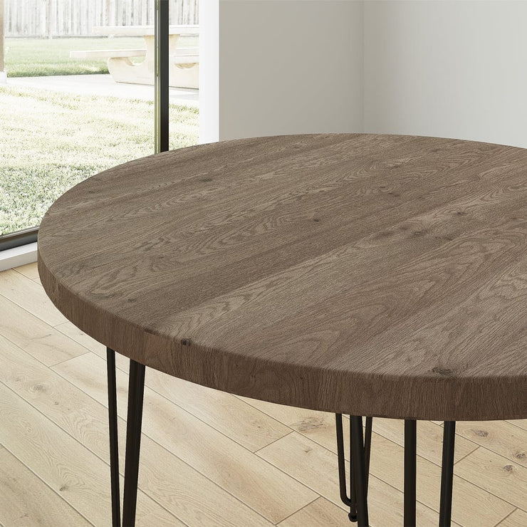 Belluno Industrial Style 120cm Round Dining Table With Hairpin Legs