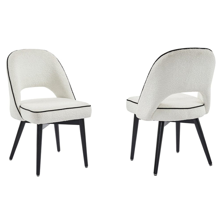 Set Of 2 Amore Boucle Dining Chair In White Teddy Fabric