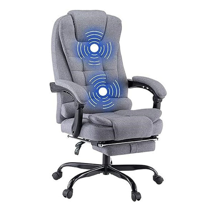 Bonne Grey Ergonomic Recliner Massage Office Chair With Footrest