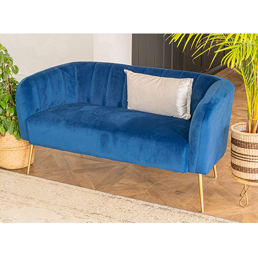 Russell Velvet Two Seater Sofa In Blue | Furniture Maxi