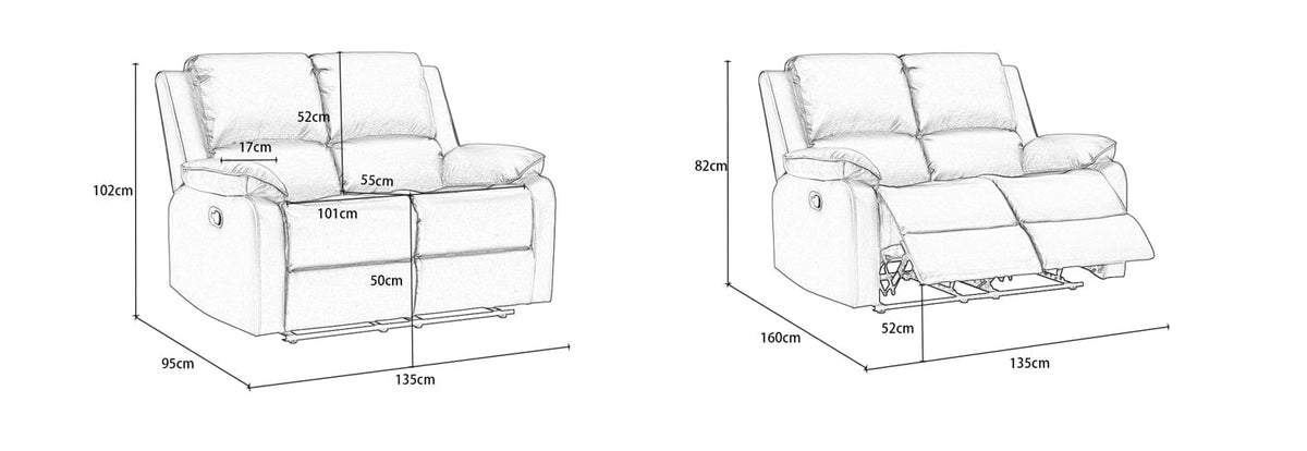 Palermo Grey Leather 2 Seater Electric Or Manual Recliner Sofa