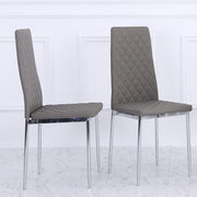 Set Of 2 or 4 Orsa Faux Leather Dining Chairs With Chrome Legs In Grey