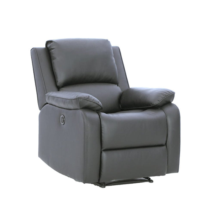 Palermo Grey Leather Electric Recliner Armchair Single Sofa Lounge Chair