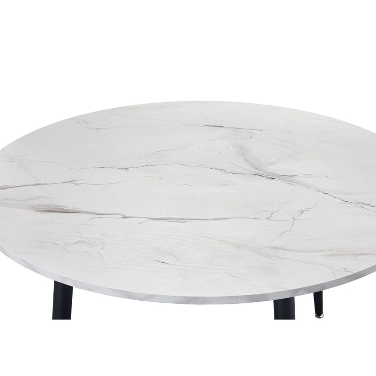 Lisa 4 Seater 116CM Round Marbled Effect Dining Table Set