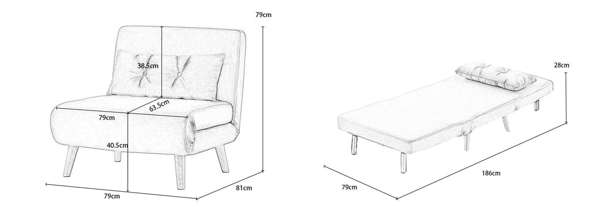 Jola Velvet Foldable Sofa Bed with Pillow 1 Seater