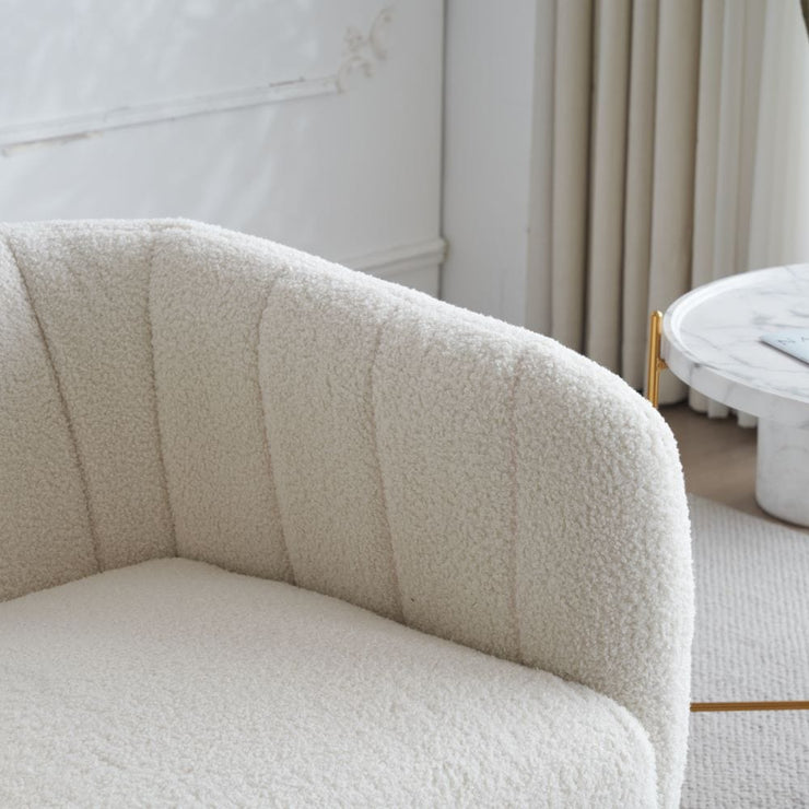 Russell Boucle Armchair Accent chair In White Teddy Fabric