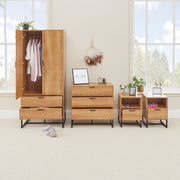 Belluno Industrial Style 4 Piece Bedroom Set With Wardrobe Chest And 2 Bedside Tables