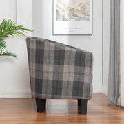 Ascot Tartan Linen Fabric Tub Chair Armchair In Grey