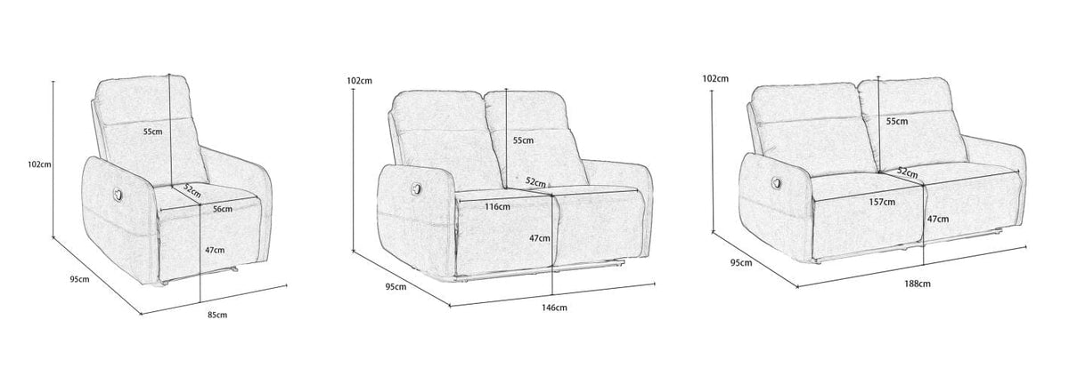 Elvie Grey Velvet Manual Recliner Sofa / Armchair