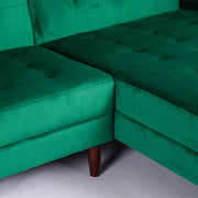 Avery Chaise End Velvet Corner Sofa In Green