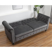 Toronto 3 Seater Chesterfield Style Velvet Sofa Bed In Grey