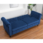 Toronto 3 Seater Chesterfield Style Velvet Sofa Bed In Blue
