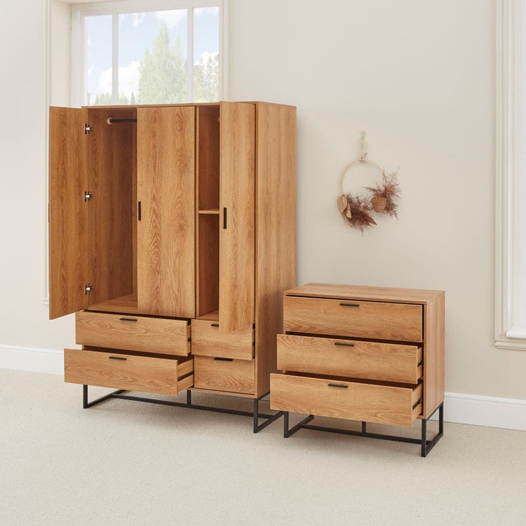 Belluno Industrial Style 2 Piece Bedroom Set With Wardrobe And Chest