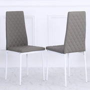 Set Of 4 Orsa Faux Leather Dining Chairs With Powder Coating Legs In Grey