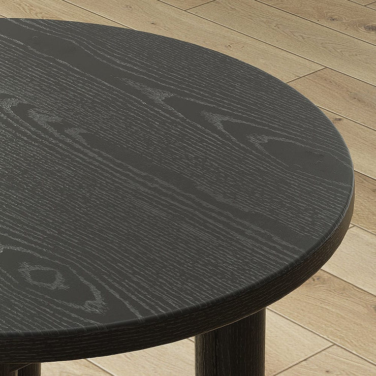 Luna 60cm Black Round Dining Table With Rubber Wood Legs