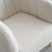 Russell Boucle Armchair Accent chair In White Teddy Fabric