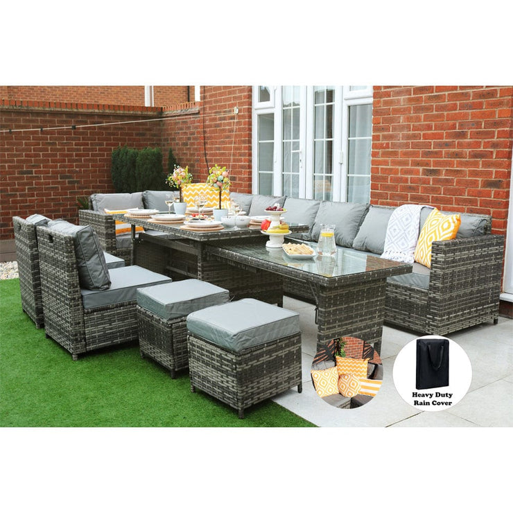 Barcelona 12 Seater Rattan Garden Furniture Dining Set with Extending Table