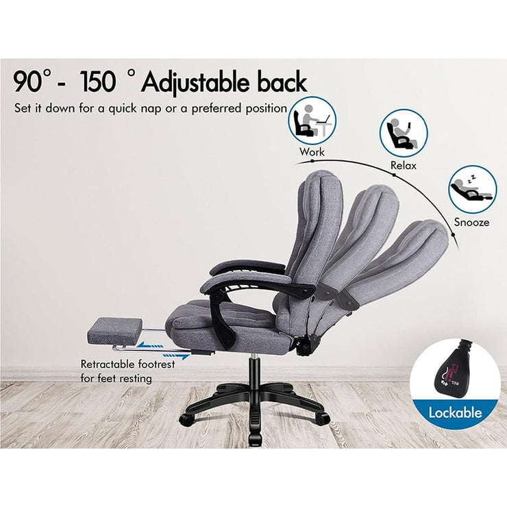 Bonne Grey Ergonomic Recliner Massage Office Chair With Footrest