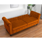 Toronto 3 Seater Chesterfield Style Velvet Sofa Bed In Orange