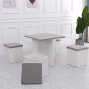 Kanso Stowaway Dining Table Set In Grey & White