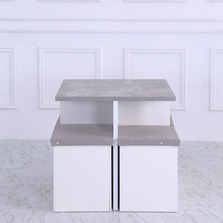 Kanso Stowaway Dining Table Set In Grey & White