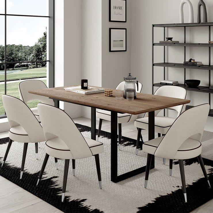 Belluno 180cm Extending Wooden Dining Table Set With 4-6 Seater Chairs