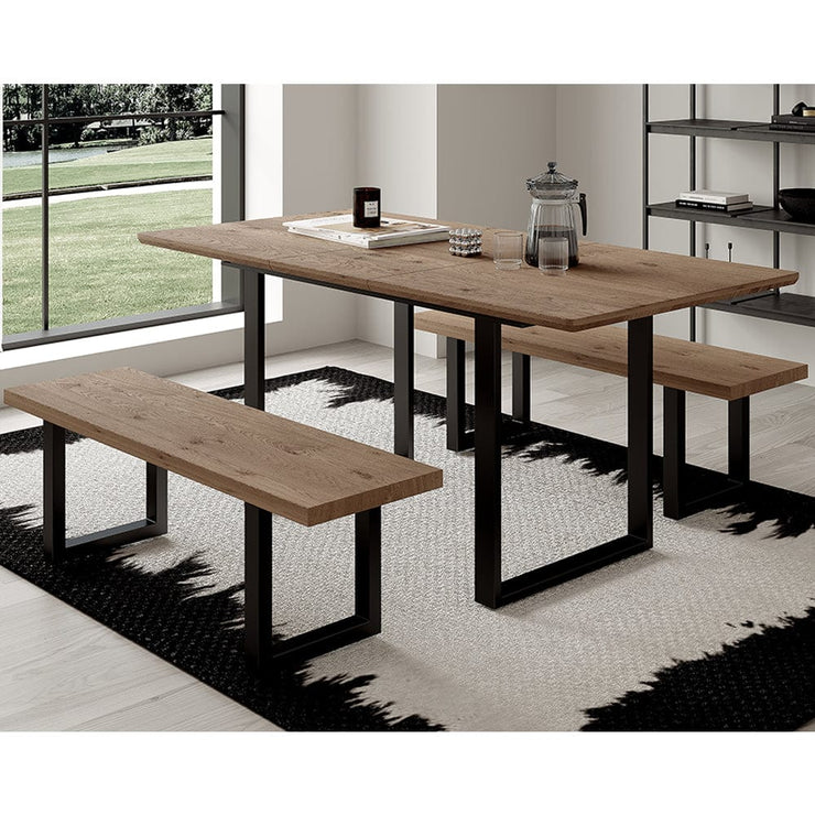 Belluno 180cm Extending Dining Table Set With 2 Benches