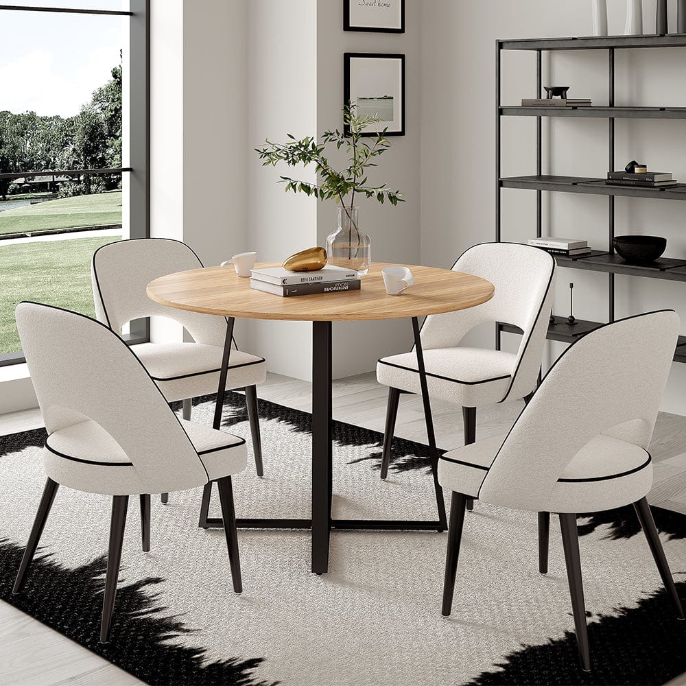 Set Of Amore Boucle Dining Chair In White Teddy Fabric