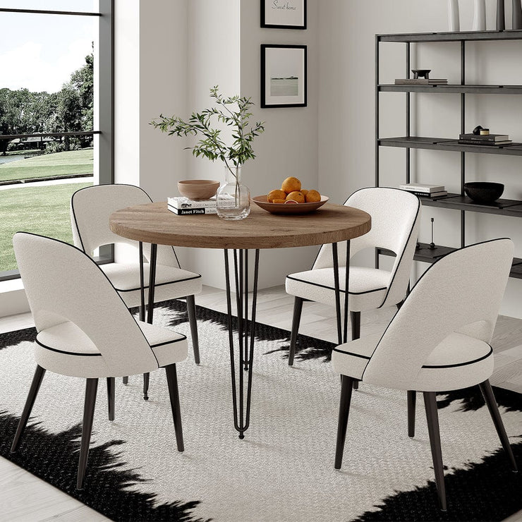 Belluno 4 Seater 120cm Round Dining Table  And Chairs Set