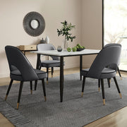 Lisa 120CM Rectangle Marbled Effect Dining Table Set With 4 Chairs
