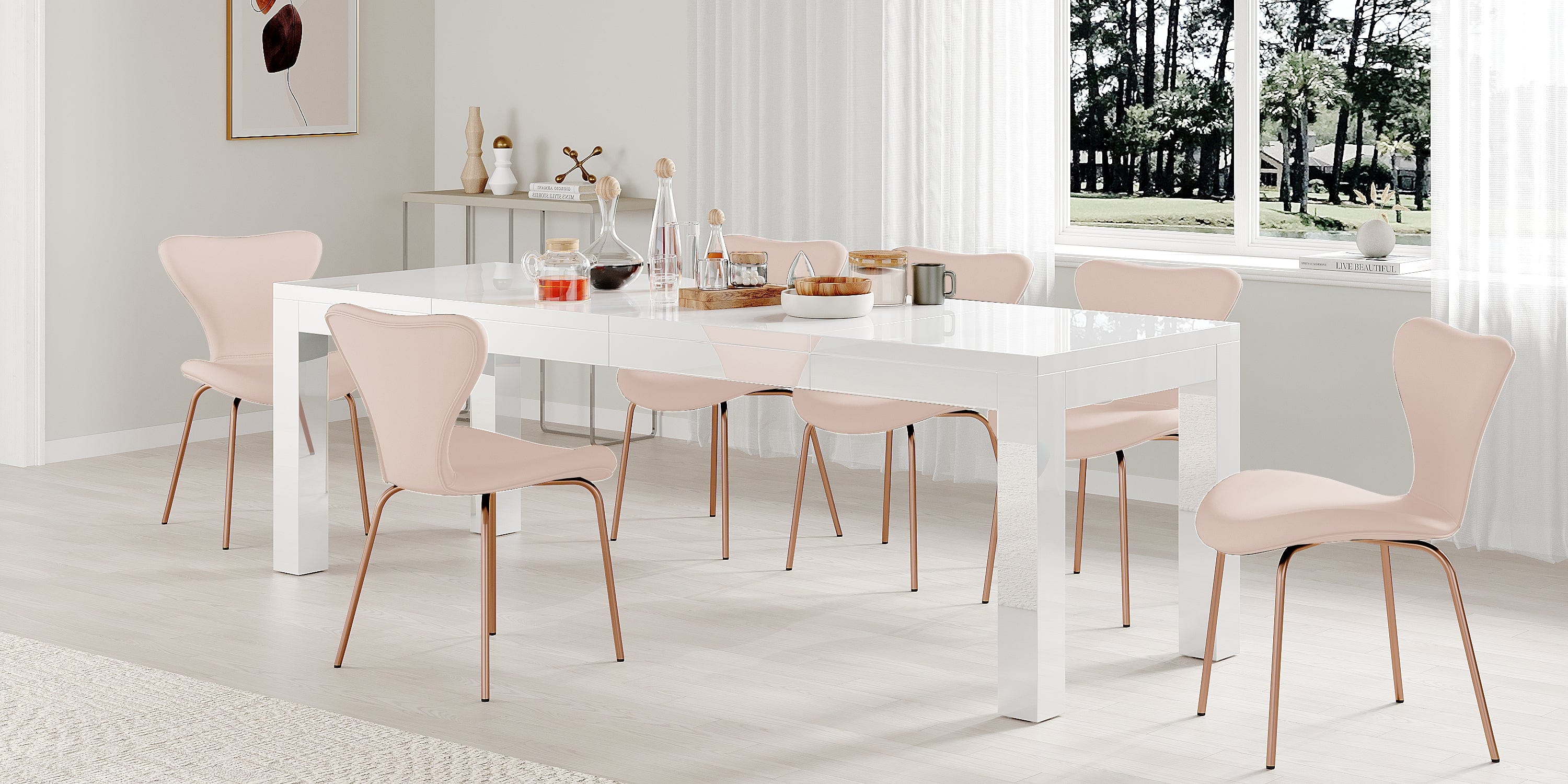Agata 120cm - 240cm Transformer Table High Gloss Extending Dining Table