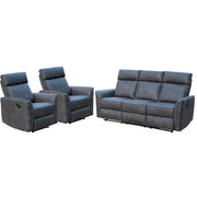 Leathaire Grey Manual Recliner Sofa / Armchair Set