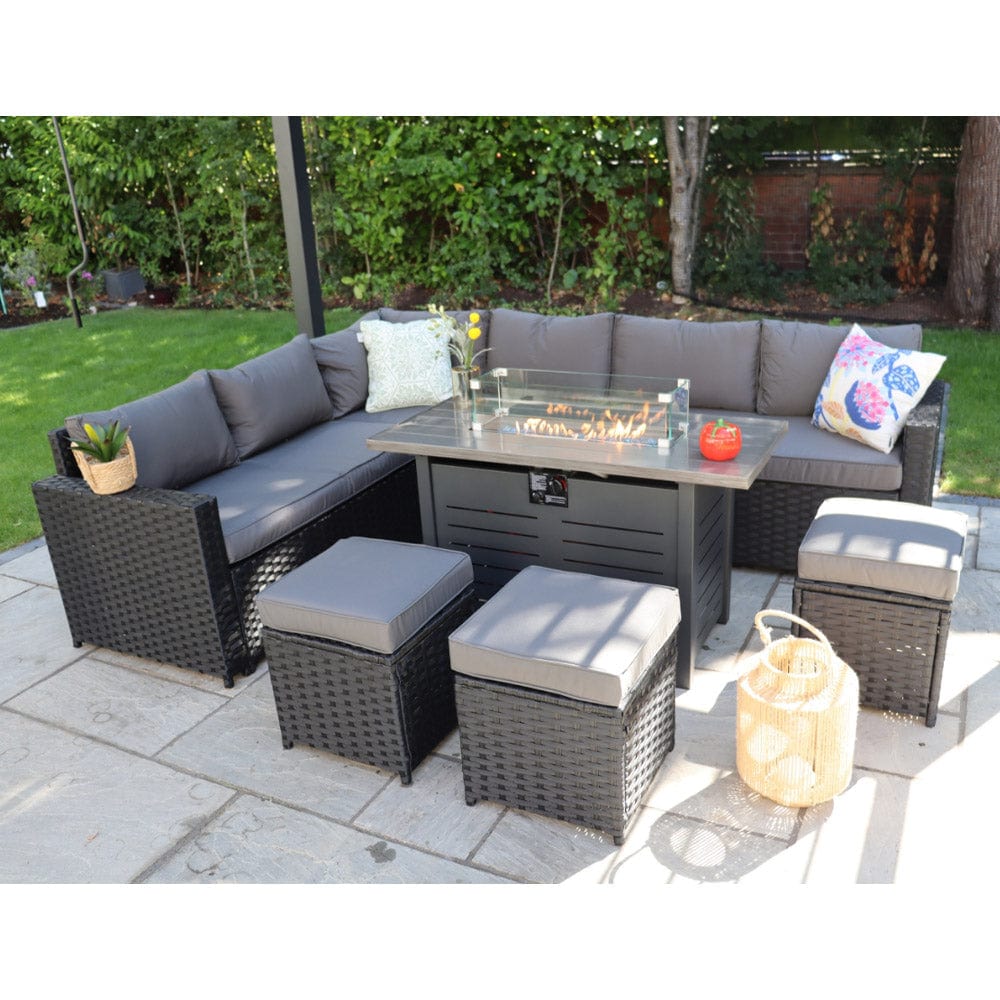 Coffee Table Small Grey Rattan Corner Sofa Barcelona Rattan Garden - Main Image
