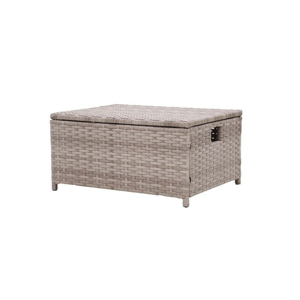 5-Piece Rattan Sofa Set Storage Daybed Set Sun Lounger with Hidden Storage Retractable Side Tray