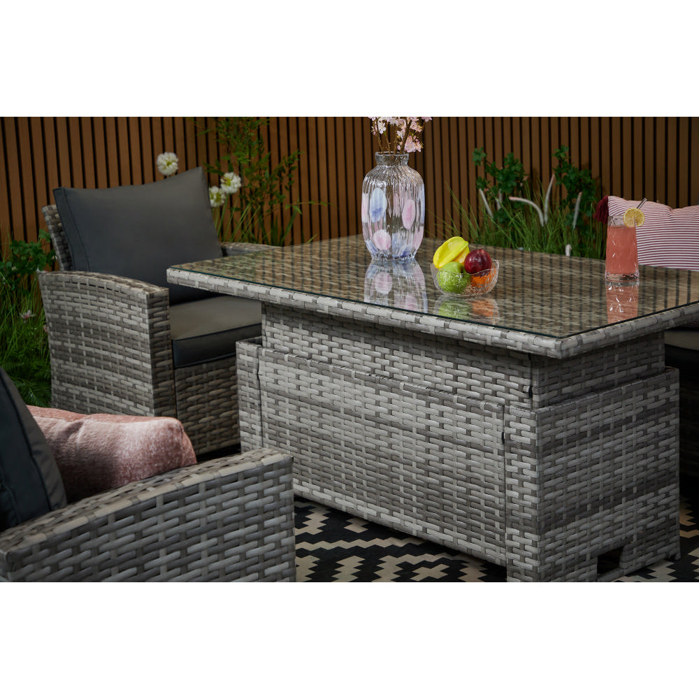 Outdoor Garden 6 Seater Rattan Seater Sofa Set With Lift Up Dining Table