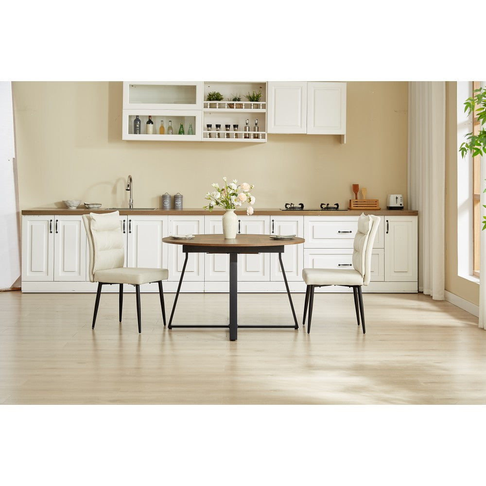 Belluno Industrial Style 160cm Round Extending Dining Table With 2/4 Dining Chairs