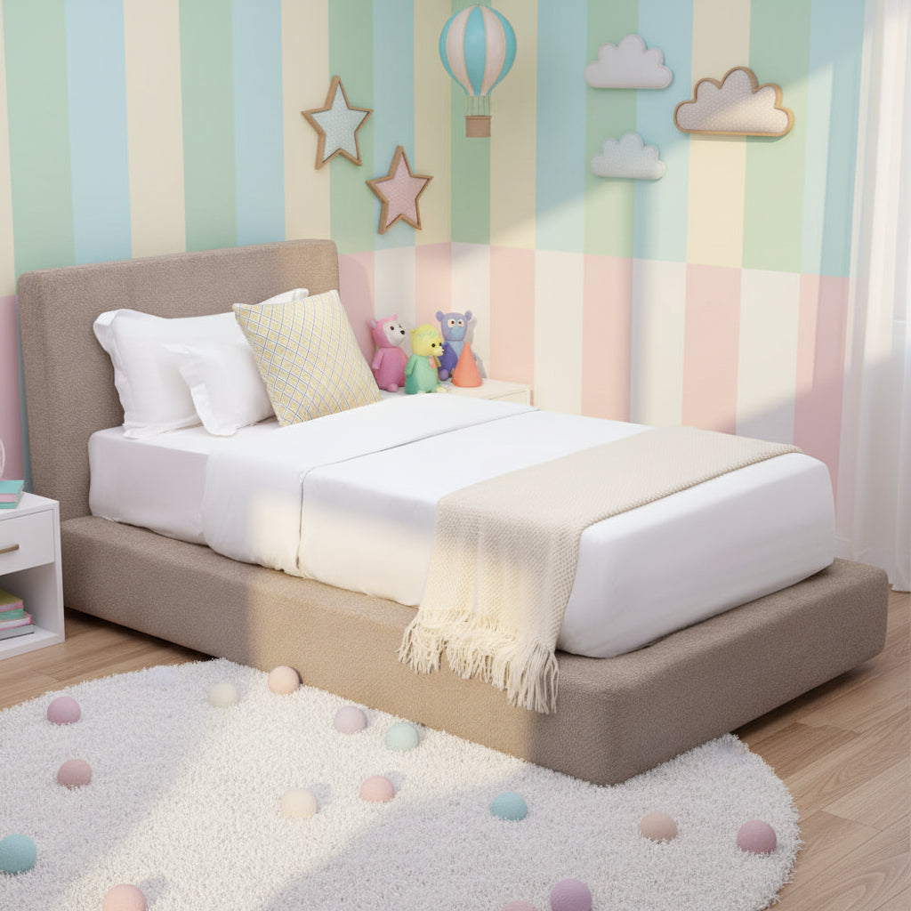 Marshmuff Soft Frame Boucle Bed Frame With Headboard King Bed or Double Bed or Single Bed