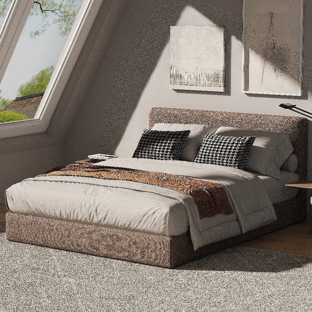 Marshmuff Soft Frame Boucle Bed Frame With Headboard King Bed or Double Bed or Single Bed