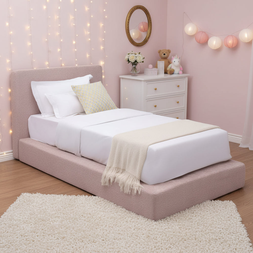 Marshmuff Soft Frame Boucle Bed Frame With Headboard King Bed or Double Bed or Single Bed